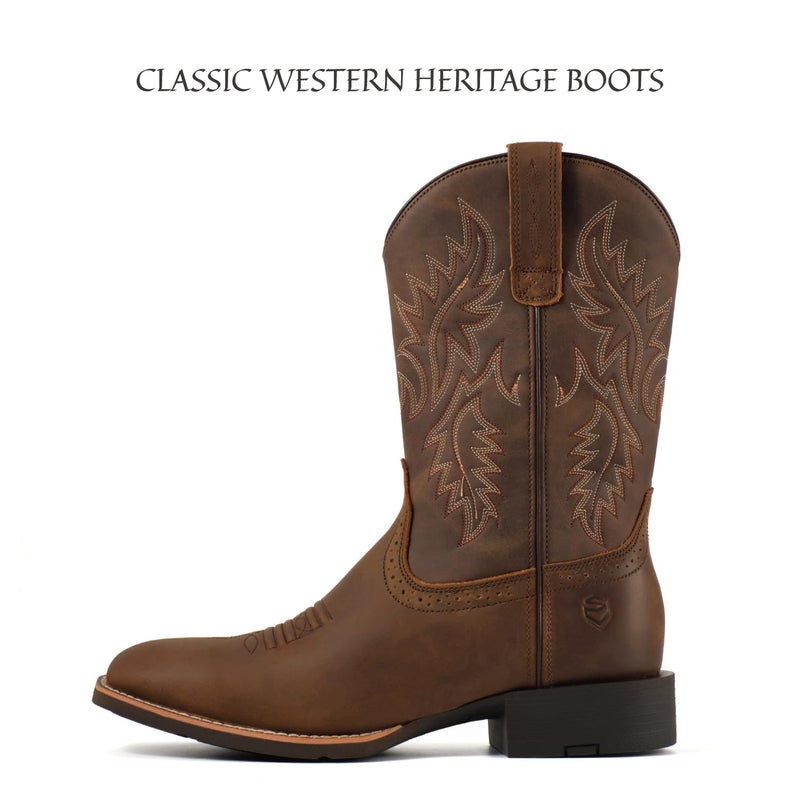 SUREWAY Cowboy Boots For Men - Mens Square Toe Western Boot,Oil/Slip Resistant,Durable Fashionable Classic Pull on 10 Inch Boots Mid Calf Wellington Boots - Image 3