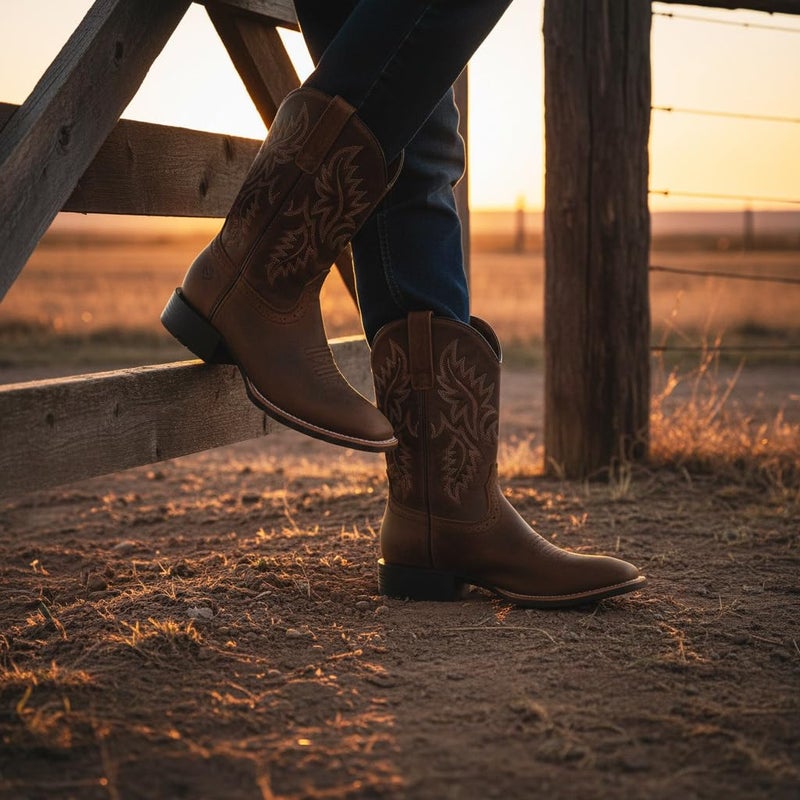 SUREWAY Cowboy Boots For Men - Mens Square Toe Western Boot,Oil/Slip Resistant,Durable Fashionable Classic Pull on 10 Inch Boots Mid Calf Wellington Boots - Image 2