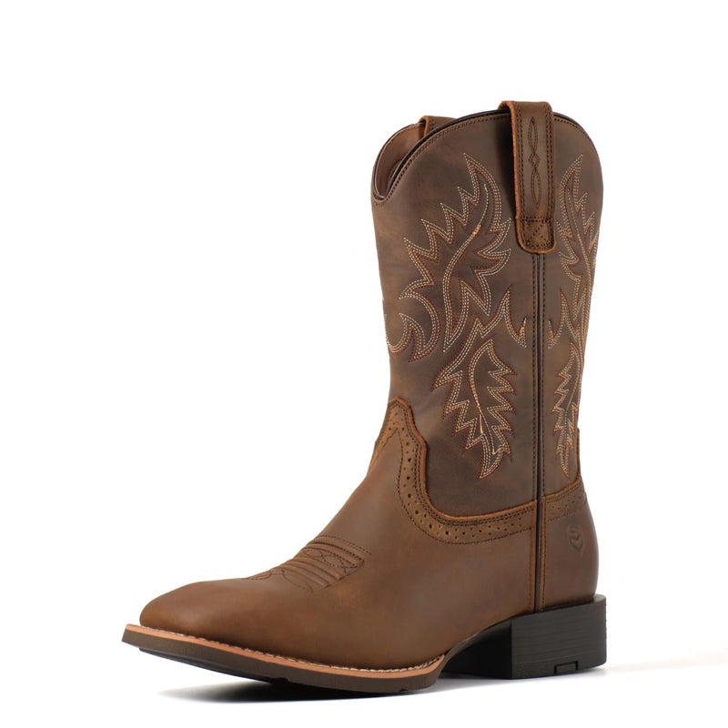 SUREWAY Cowboy Boots For Men - Mens Square Toe Western Boot,Oil/Slip Resistant,Durable Fashionable Classic Pull on 10 Inch Boots Mid Calf Wellington Boots - Image 1