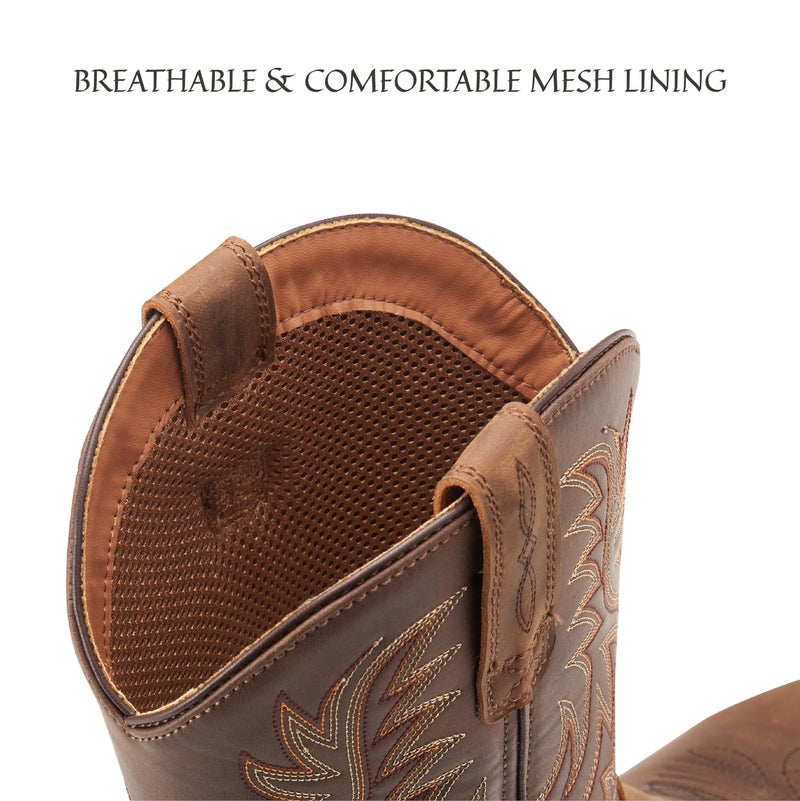 SUREWAY Cowboy Boots For Men - Mens Square Toe Western Boot,Oil/Slip Resistant,Durable Fashionable Classic Pull on 10 Inch Boots Mid Calf Wellington Boots - Image 5