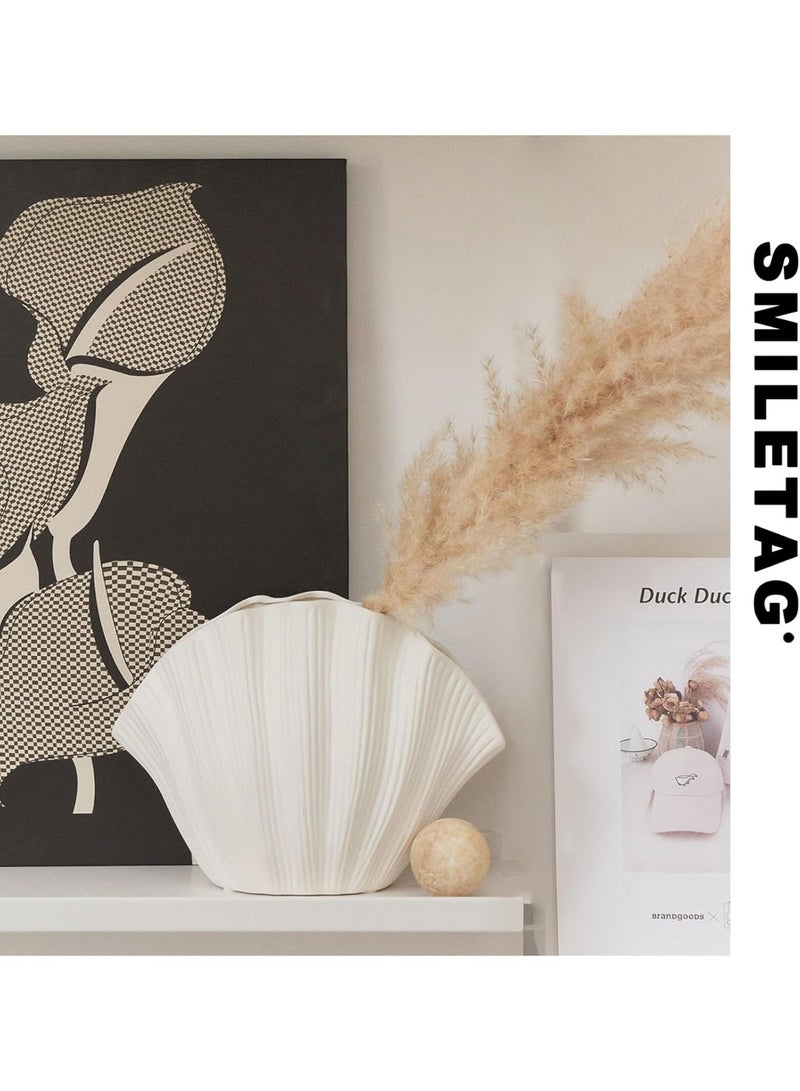 Arabest Coastal Shell-Shaped Ceramic Vase for Living Room, Modern Home Decor, Unique Farmhouse Aesthetic, Shelf and Centerpiece Table Decor - Image 5