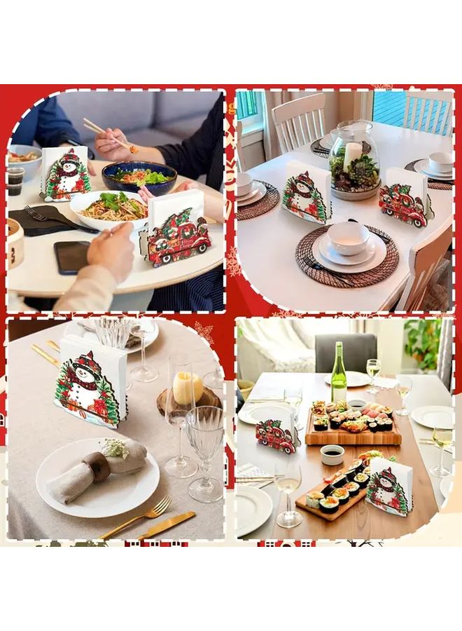 Wooden Napkin Holder Christmas Truck Or Snowman Design Festive Table Decoration - Image 5