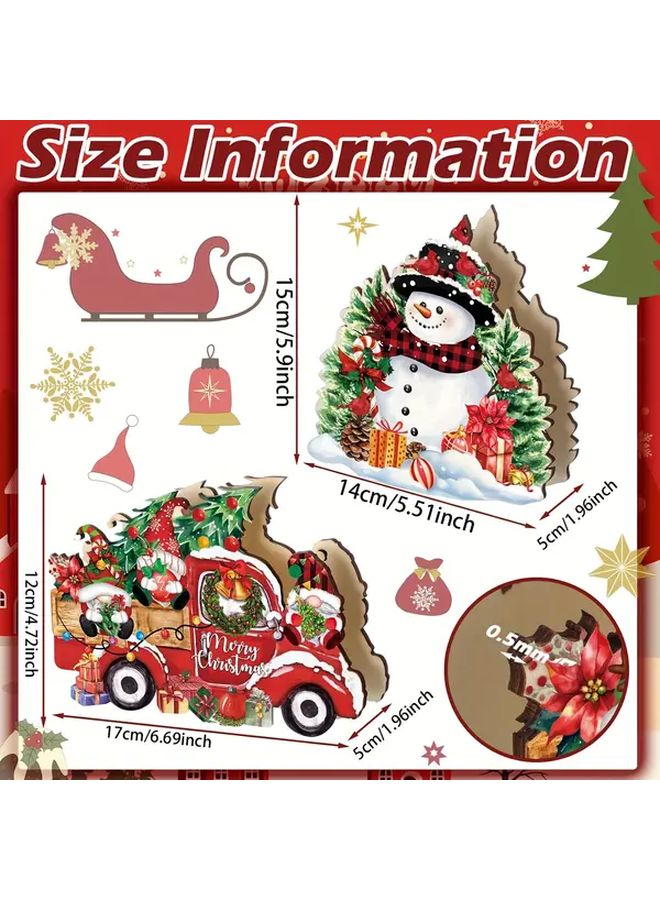 Wooden Napkin Holder Christmas Truck Or Snowman Design Festive Table Decoration - Image 2