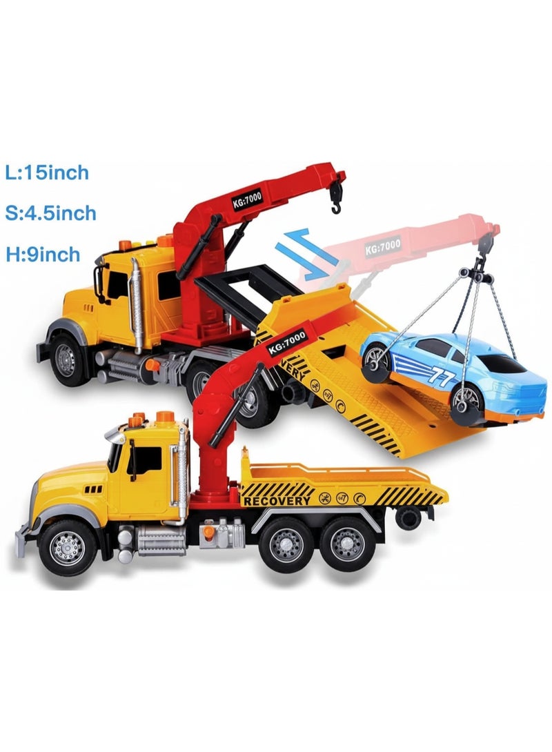 صورة العلامة 🚚 لعبة شاحنة سحب بمقياس 1:18 للأولاد - شاحنة تعمل بالسحب للخلف مع أضواء وأصوات - مركبة سحب ثقيلة - للأعمار من 3 سنوات فما فوق - Image 2