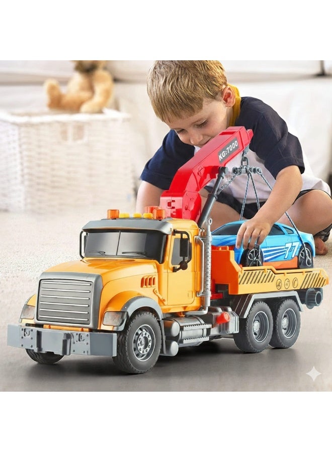 صورة العلامة 🚚 لعبة شاحنة سحب بمقياس 1:18 للأولاد - شاحنة تعمل بالسحب للخلف مع أضواء وأصوات - مركبة سحب ثقيلة - للأعمار من 3 سنوات فما فوق - Image 1
