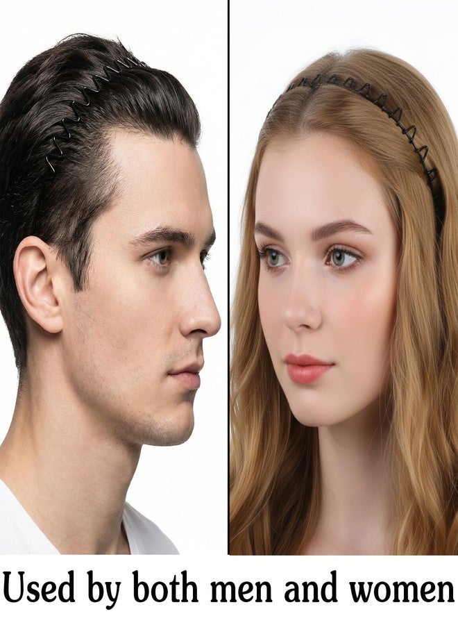 طقم DOPENSPI مكون من 4 قطع من عصابات الرأس المعدنية للرجال، عصابات رأس معدنية مموجة، ربطة شعر سلكية مانعة للانزلاق، ربطة شعر سوداء مرنة للجنسين مع أسنان مموجة مانعة للانزلاق، إكسسوارات شعر - Image 3