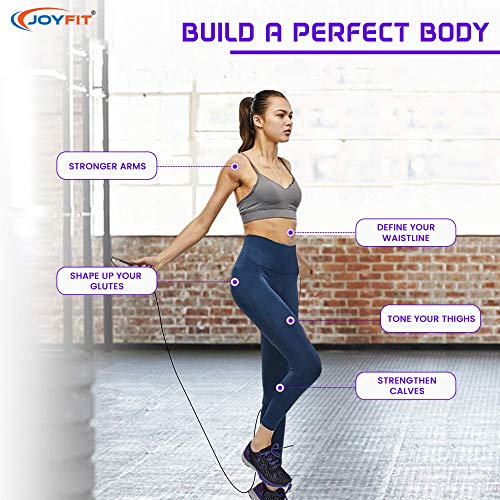 JoyFit Aluminium Adjustable Jumping Rope for Men Women, Weight Loss, Tangle Free, Cardio, Skipping Rope for Crossfit, Boxing, MMA and HIIT Workouts (Black) - Image 5