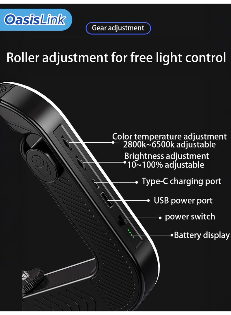 OasisLink Rechargeable Selfie Portable Ring Light, Adjustable 3-Color Fill Light, Rechargeable Ring Light with Wireless Square Design and 8000mah Battery, Mobile Video Stabilizer for iPhone (with Tripod) (with Tripod - Image 4
