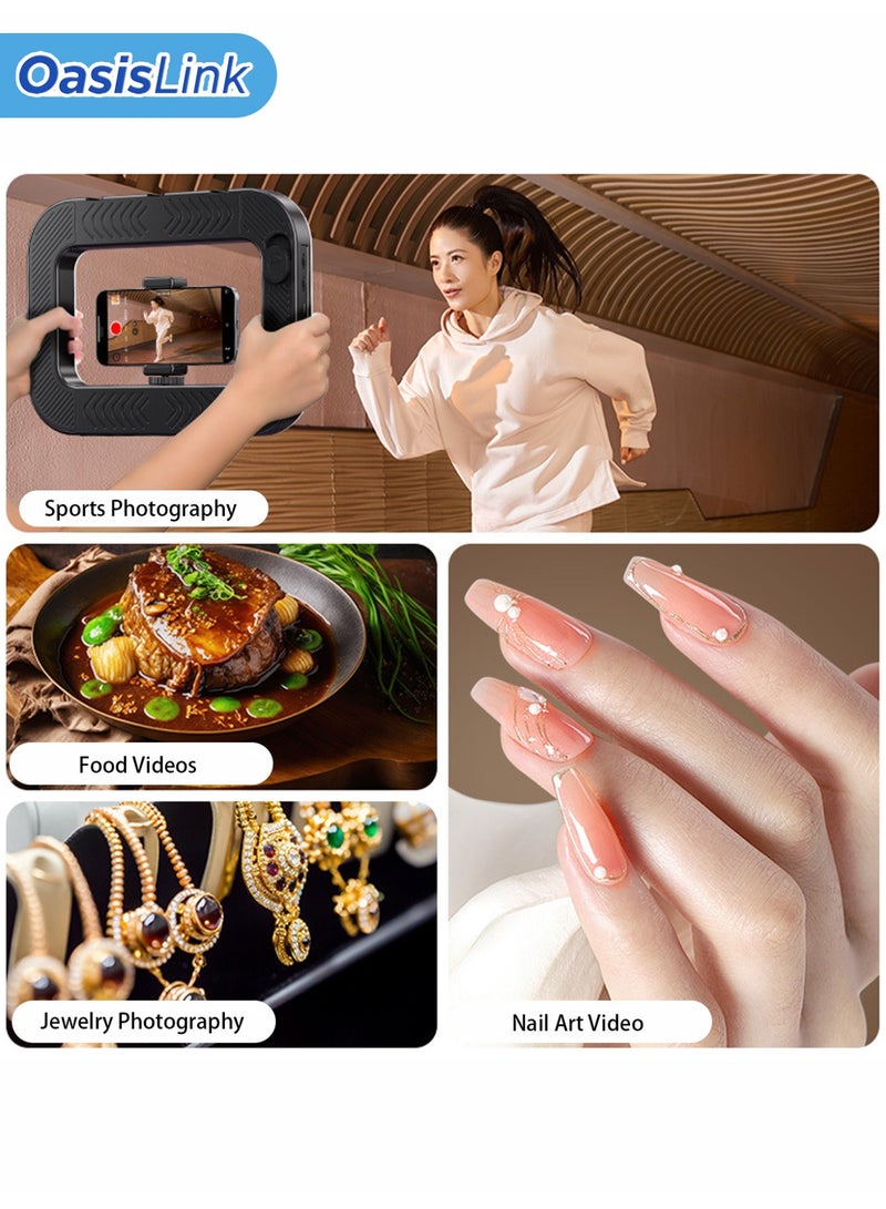 OasisLink Rechargeable Selfie Portable Ring Light, Adjustable 3-Color Fill Light, Rechargeable Ring Light with Wireless Square Design and 8000mah Battery, Mobile Video Stabilizer for iPhone (with Tripod) (with Tripod - Image 5