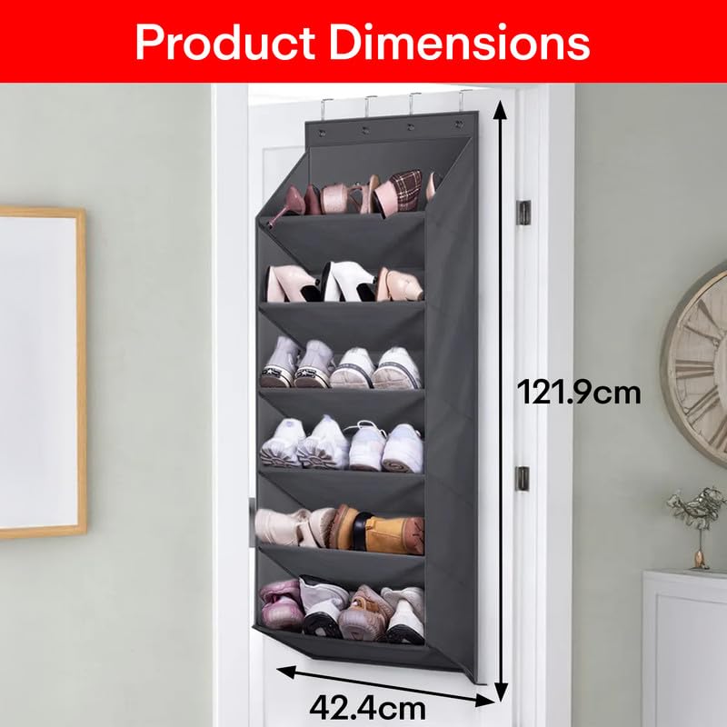 PRIME PICK 6Layer Back Door Shoe Hanging Organizer Nonwoven SpaceSaving Shoe Rack with Transparent Pockets Sturdy Hooks MultiPurpose Hanging Storage for Footwear Accessories Pack of1 - Image 3
