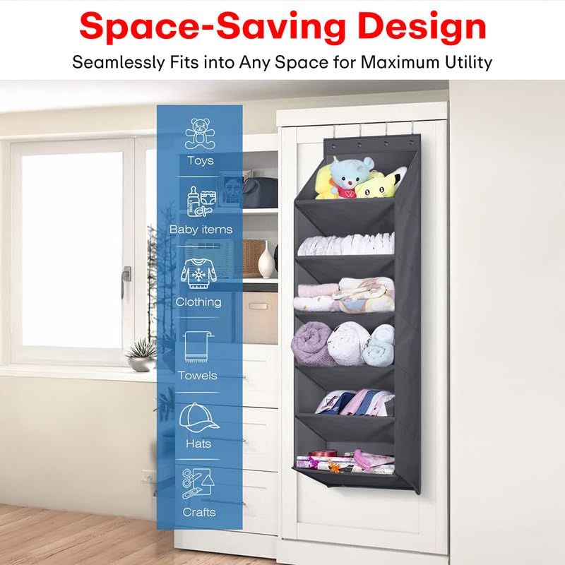 PRIME PICK 6Layer Back Door Shoe Hanging Organizer Nonwoven SpaceSaving Shoe Rack with Transparent Pockets Sturdy Hooks MultiPurpose Hanging Storage for Footwear Accessories Pack of1 - Image 5