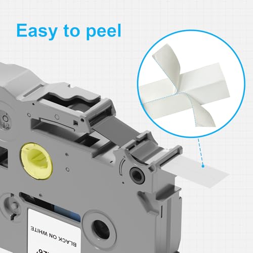Timorn Label Maker Tape 12mm 0.47 White Replacement for Brother TZ TZe-231, Laminated Black on White Labels Refill Compatible with P Touch PT-D210 D220 H110 D200 D400 6 Pack - Image 5