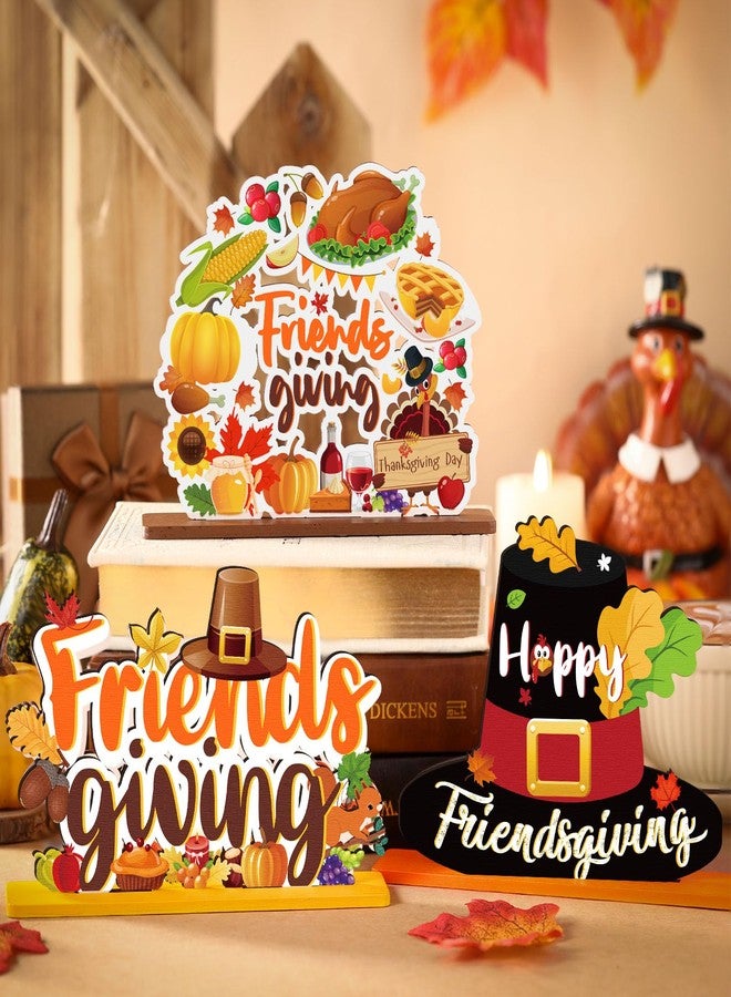 Yuntau 6 Pcs Friendsgiving Party Table Wooden Decorations Thanksgiving Pumpkin Turkey Decor Friends Giving Display Table Centerpieces for Fall Autumn Thanksgiving Home Decor Harvest Party Supplies - Image 3