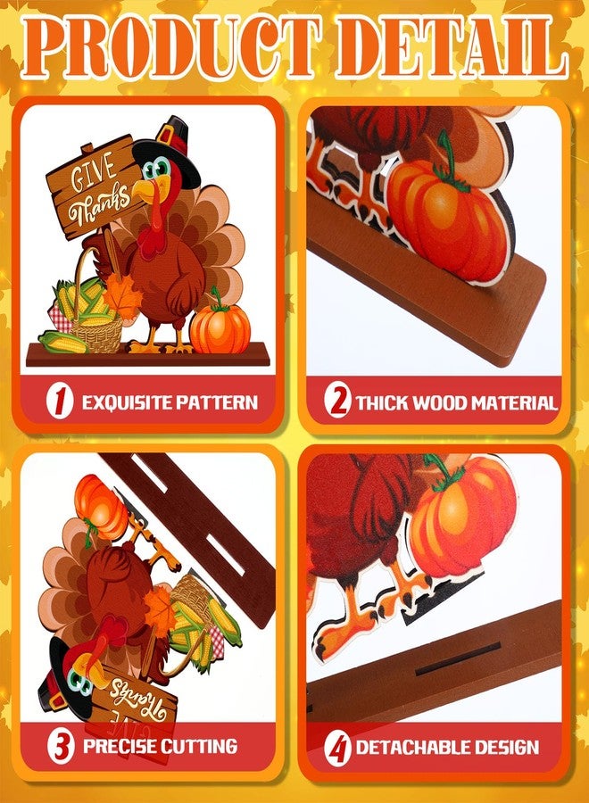 Yuntau 6 Pcs Friendsgiving Party Table Wooden Decorations Thanksgiving Pumpkin Turkey Decor Friends Giving Display Table Centerpieces for Fall Autumn Thanksgiving Home Decor Harvest Party Supplies - Image 4