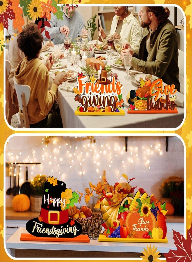 Yuntau 6 Pcs Friendsgiving Party Table Wooden Decorations Thanksgiving Pumpkin Turkey Decor Friends Giving Display Table Centerpieces for Fall Autumn Thanksgiving Home Decor Harvest Party Supplies - Image 5