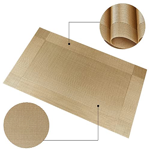 GDNK Washable PVC Heat Resistant Colorful Place Mats for Kitchen Dining Table Mates Washable Heat-Resistant for Dining Table (4 Pack) (Gold) - Image 3