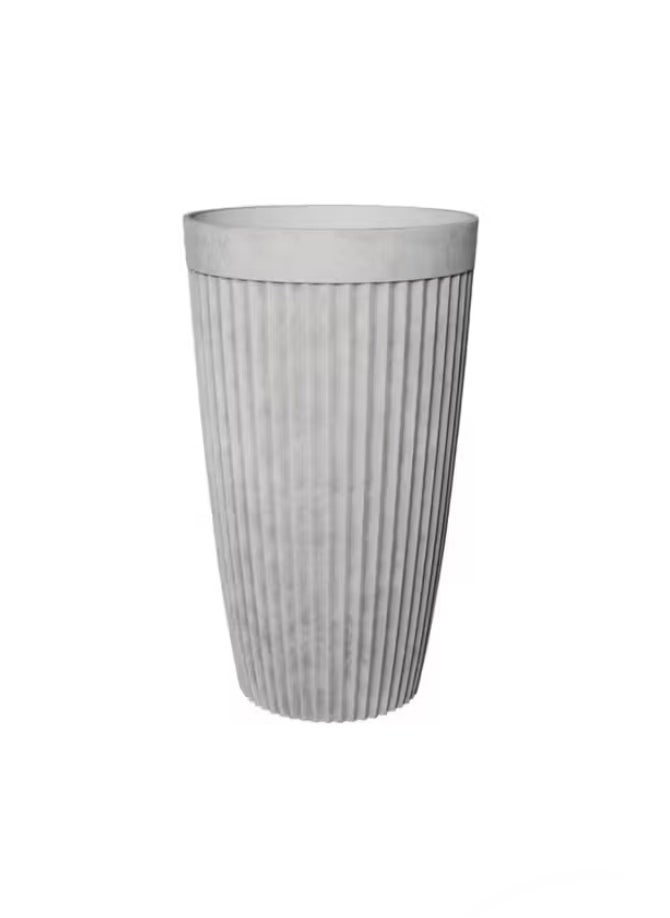 Zahrat Al Raiyan Long round ribbed planter made of high-density polyethylene (HDPE), grey color 