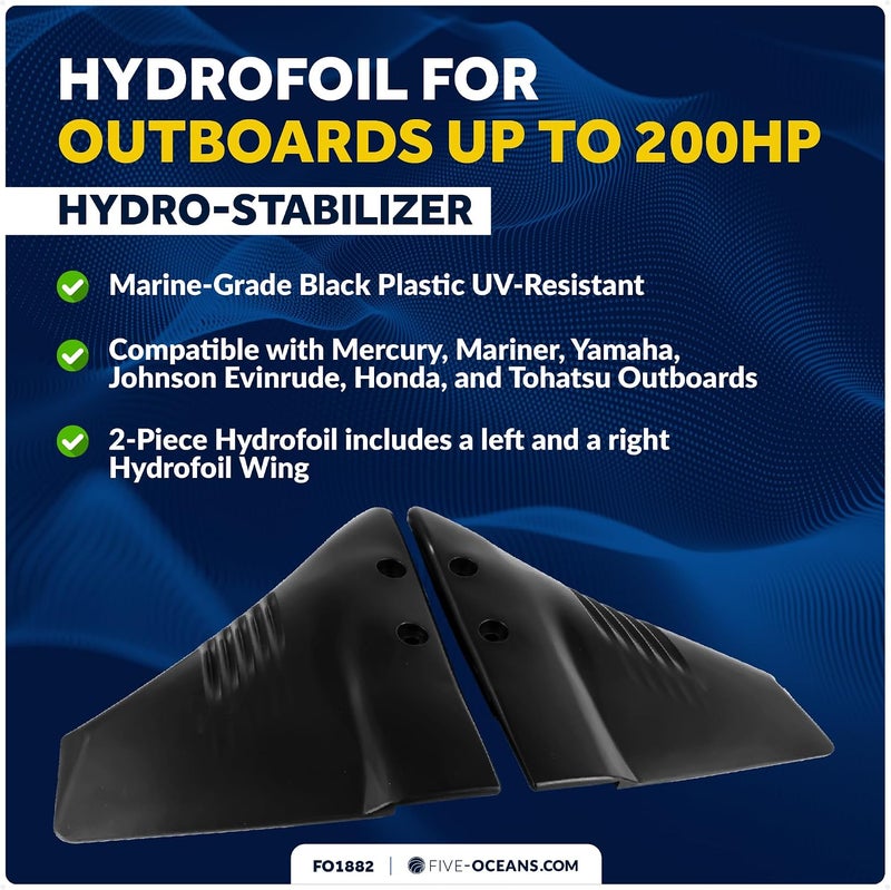 Five Oceans FO1882 Hydrofoil Stabilizer - Sting Ray Style for Outboards (50-200 HP) - Image 2