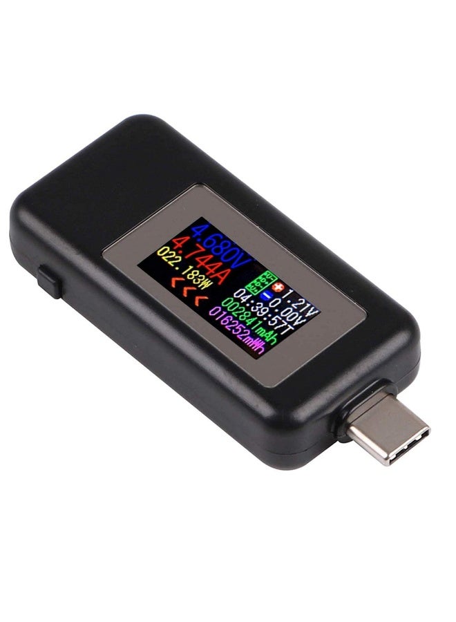 عداد قوة USB نوع-C، جهاز اختبار الجهد والتيار ثنائي الاتجاه USB C، مقياس أمبير 0-5 أمبير مقياس جهد 4-30 فولت، جهاز اختبار سلامة شاحن USB-C، متر متعدد الوظائف بشاشة LCD ملونة رقمية، كاشف للتيار والجهد - Image 1