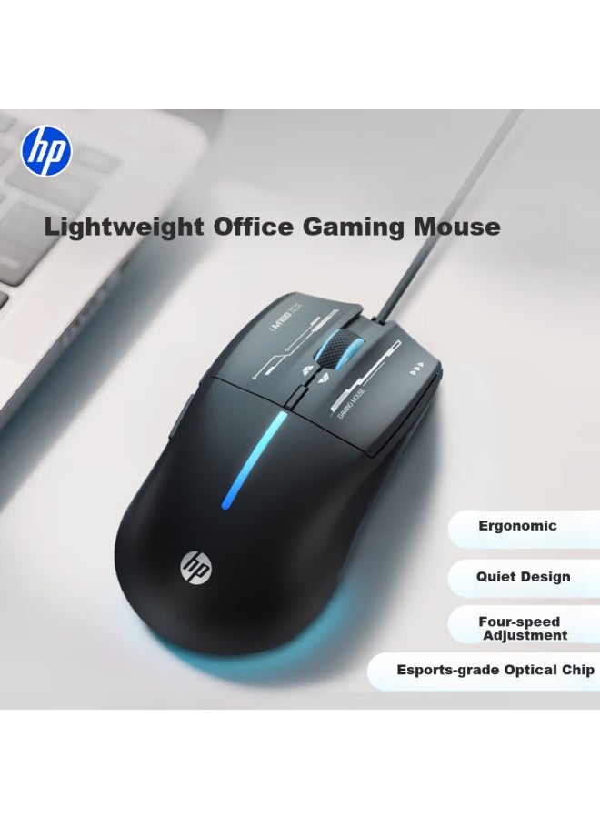 HP M100 Wired Gaming Mouse Rgb Breathing Light Mechanical E-Sports For Lol Pubg Csgo Laptop Desktop Computer Office Universal Black Silent - Image 1