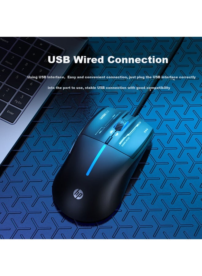 HP M100 Wired Gaming Mouse Rgb Breathing Light Mechanical E-Sports For Lol Pubg Csgo Laptop Desktop Computer Office Universal Black Silent - Image 3