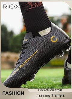 RIOXS Men's Soccer Shoes,Professional Spikes Sport Shoe,Competition Training Trainers For Men,Non-Slip Sneakers,Lace-Up Athletic Shoes,Lightweight Indoor Outdoor Sports Trainers For Youth And Adult,Baseball Lacrosse Football Sneaker, Mens Athlesiure Trainers  - Image 3
