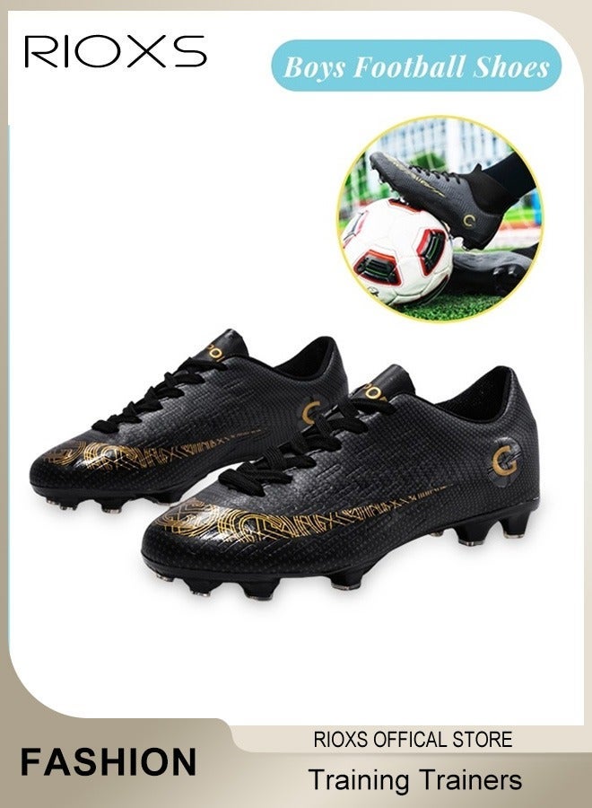 RIOXS Men's Soccer Cleats, Non-Slip Lightweight Soccer Shoes for Men, Professional Spikes Sport Shoe, Competition Trainers Sneakers, Breathable Lace-Up Trainers for Baseball Lacrosse Football,  Training Sneaker for Youth and Adults, Black Soccer Cleats - Image 3