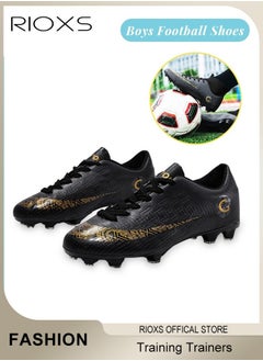 RIOXS Men's Soccer Shoes,Professional Spikes Sport Shoe,Competition Training Trainers For Men,Non-Slip Sneakers,Lace-Up Athletic Shoes,Lightweight Indoor Outdoor Sports Trainers For Youth And Adult,Baseball Lacrosse Football Sneaker, Mens Athlesiure Trainers  - Image 2