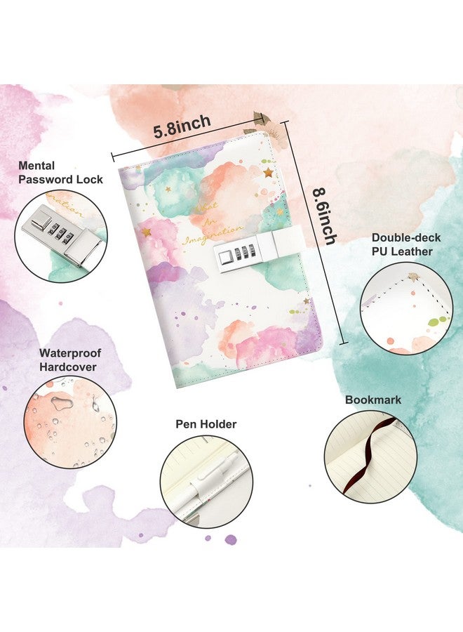 CAGIE Diary For Girls Age 8-12 Gifts For 9 10 11 12 Year Old Girls Diary With Lock, Tie Dye Design 192 Pages Lock Diary With Pen, 5.7 X 8.5 Inch Birthday Gifts For Girl Journal With Lock - Image 2