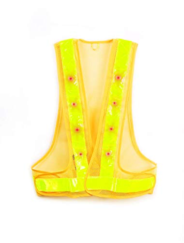 Maxsa Innovations سترة أمان عاكسة صفراء مضيئة من ماكسا 20026 مع 16 ضوء LED ساطع، كبير - Image 1