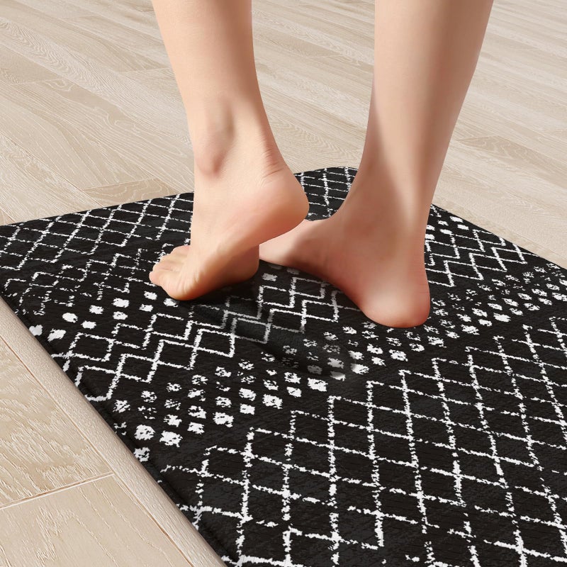 KIMODE Anti Fatigue Mats for Kitchen Floor 17"x47"+17"x29", Black Boho Kitchen Rugs Sets of 2, Cushioned Kitchen Floor Mats, Non Slip Standing Mats for Sink Laundry Office Desk - Image 2
