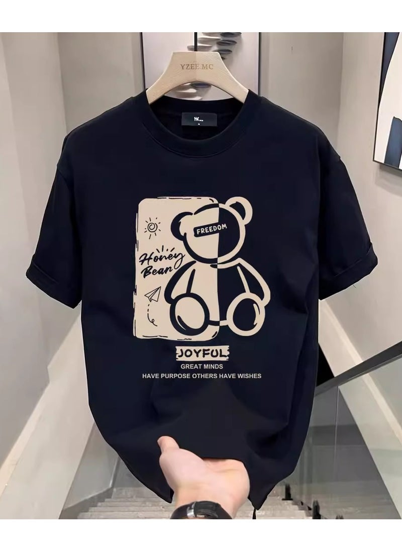 Generic 2024 Men's Summer Crew-Neck Short-Sleeved Loose T-Shirt Summer Top Casual Half-Sleeved Shirt  - Image 2
