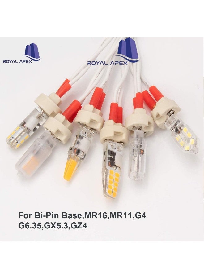 Royal Apex Ce Vde Certified G4 Mr16 Bi-Pin Base G4 G6.35 Gy6.35 Gx5.3 Gu5.3 Gz4 Mr11 Ceramic Body Universal Lamp Holder For Halogen Incandescent Led Lamps Pack Of 25 - Image 5