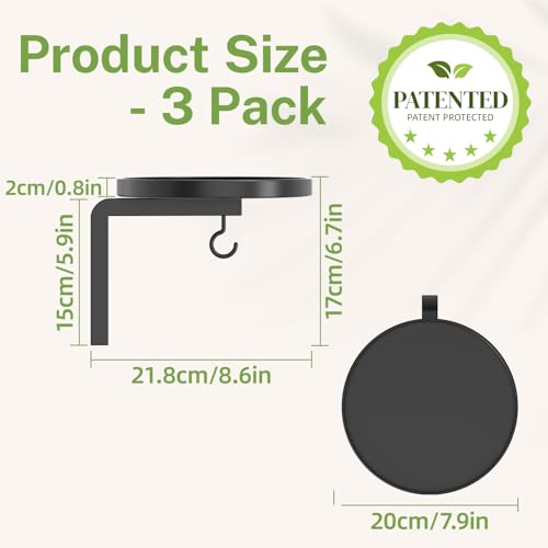 iDavosic.ly iDavosicly Wall Plant Holder Set of 3 for Indoor Outdoor Metal Hanger with 3 Hooks Floating Flower Display Stand for Window Space Saving Easy to Assemble PotsChainsPlants Not Included - Image 3