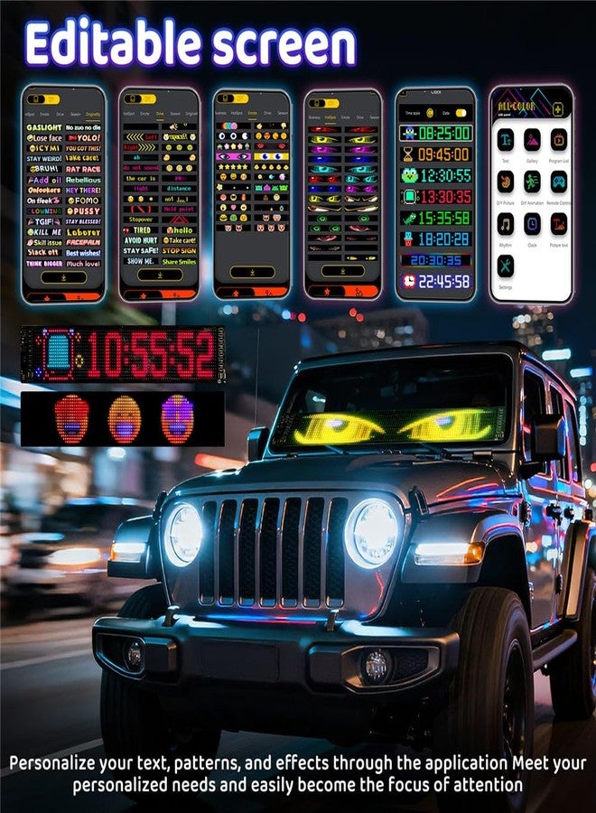 Ekavtor Led Eyes for Car Windshield 2PCS - 23.42x4.72In Programmable Flexible Display Lights, One Click Dual Screen Synchronization, App/Remote Control, USB Powered, Led Windshield Eyes for Cars/Trucks/SUVs - Image 4