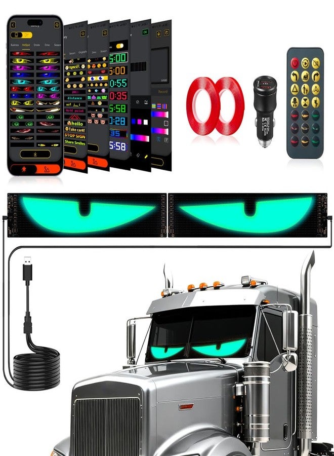 Ekavtor Led Eyes for Car Windshield 2PCS - 23.42x4.72In Programmable Flexible Display Lights, One Click Dual Screen Synchronization, App/Remote Control, USB Powered, Led Windshield Eyes for Cars/Trucks/SUVs - Image 1