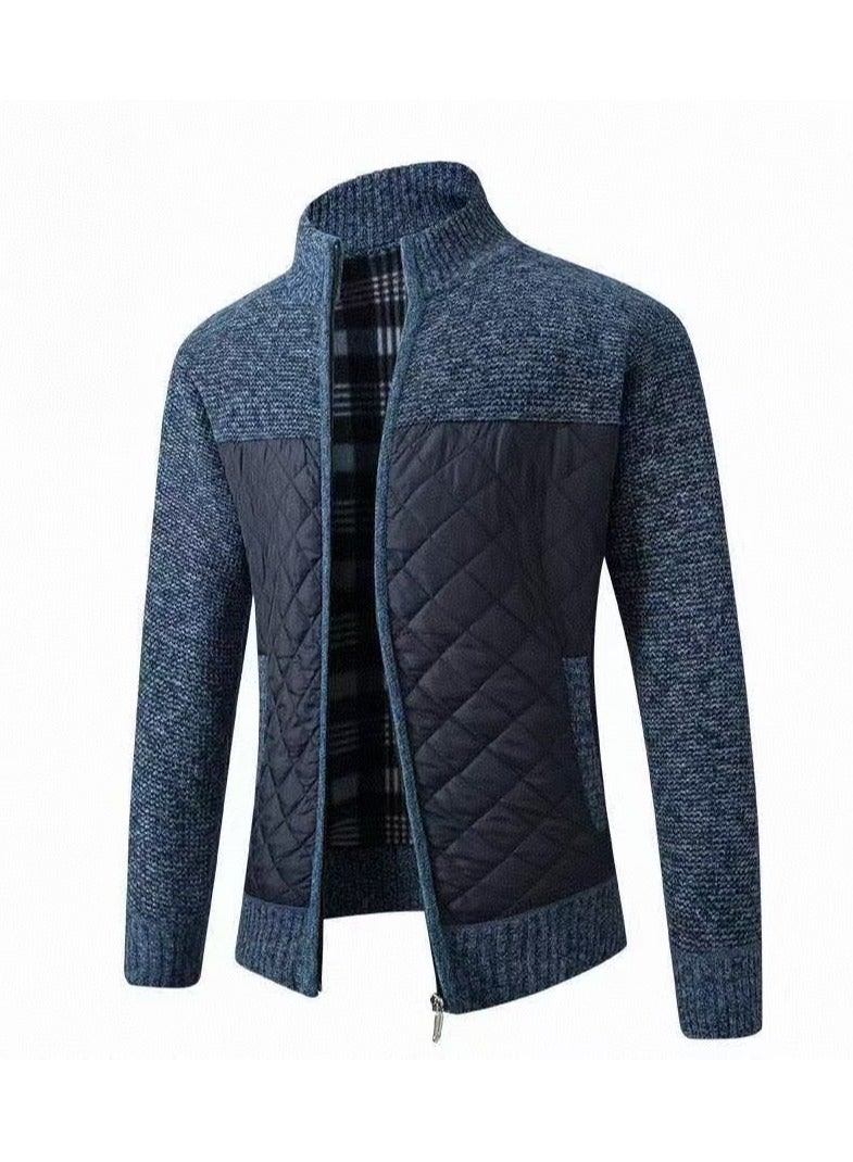 Men's blue zipper knitted jacket  - Image 1