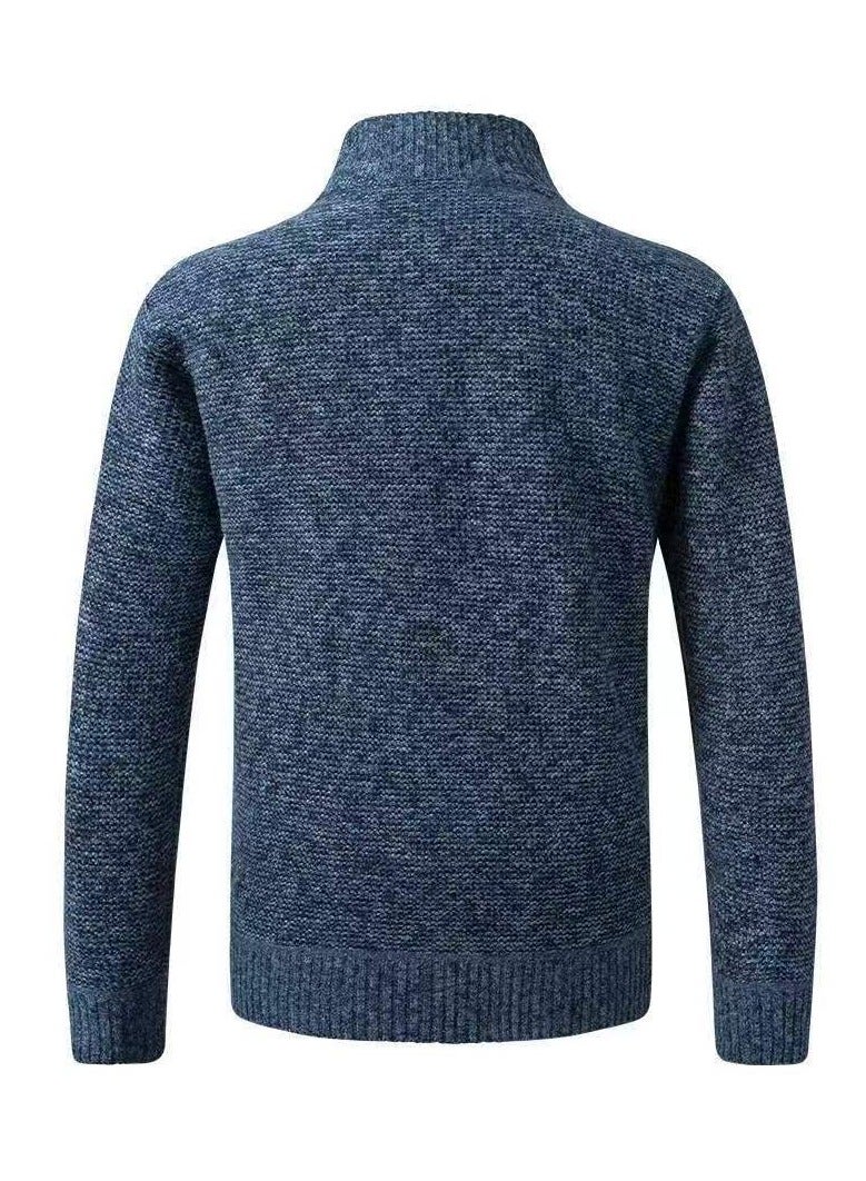 Men's blue zipper knitted jacket  - Image 2