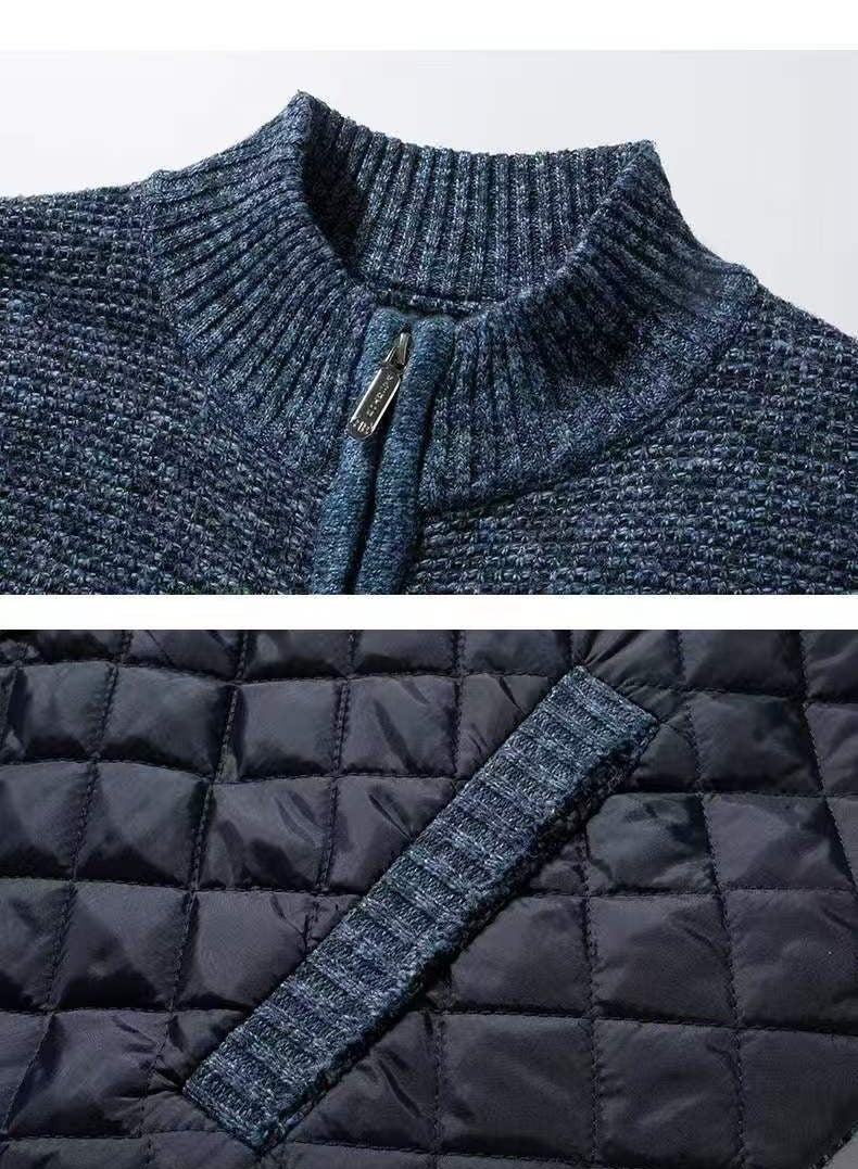 Men's blue zipper knitted jacket  - Image 3