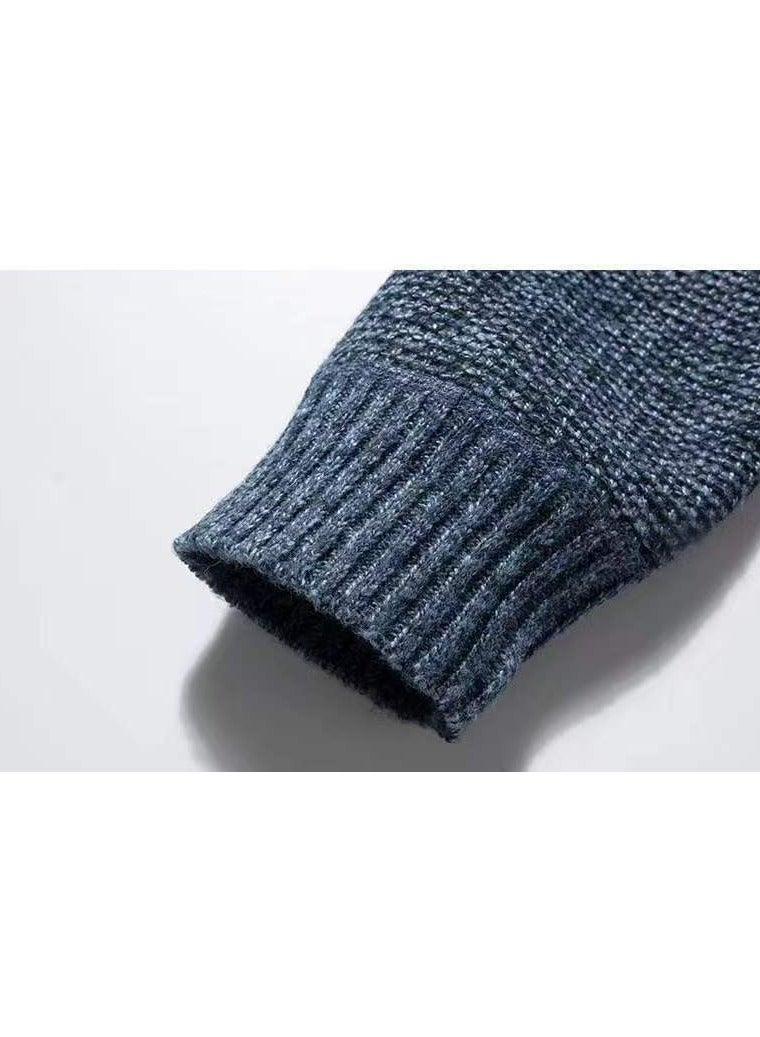 Men's blue zipper knitted jacket  - Image 4