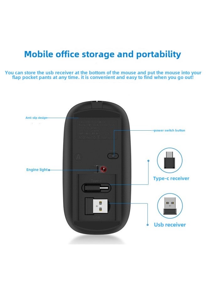 Bluetooth Wireless Mouse For Apple MacBook Air Laptop Pro Tablet Ipad Mouse Mute-Color:2.4g Wireless Mouse (dual Receiver)-white - Image 4