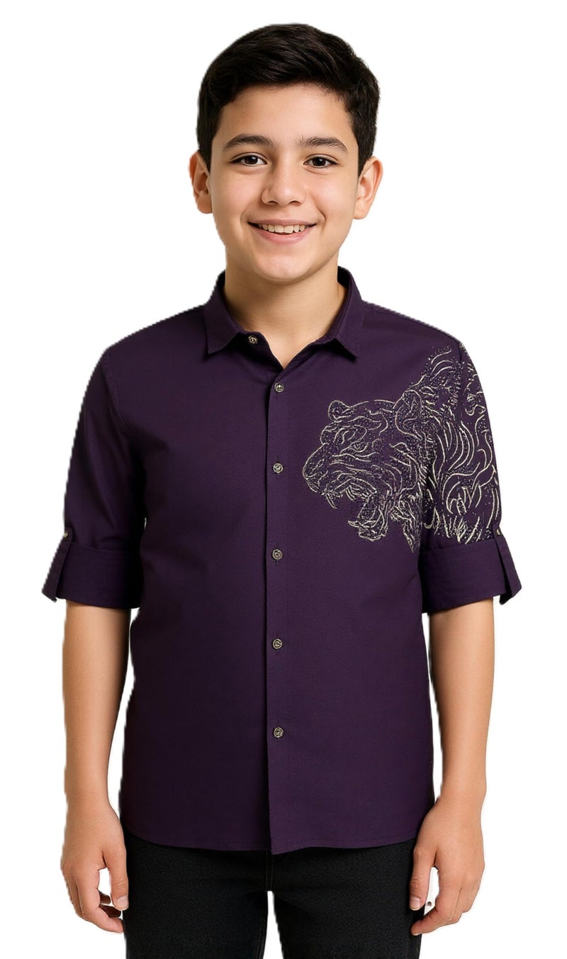 CHARCHIT Boys Regular Fit Printed Full Sleeve Shirt - Image 1