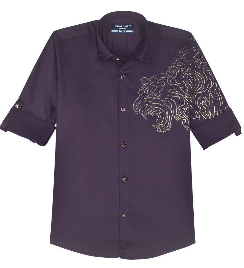 CHARCHIT Boys Regular Fit Printed Full Sleeve Shirt - Image 3
