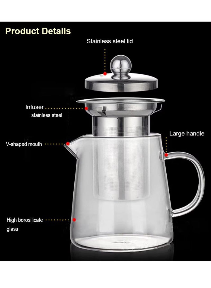 HOMESTAR Glass Teapot Set 950ml With 4 Cups And Removable Strainer 36111 - Image 3