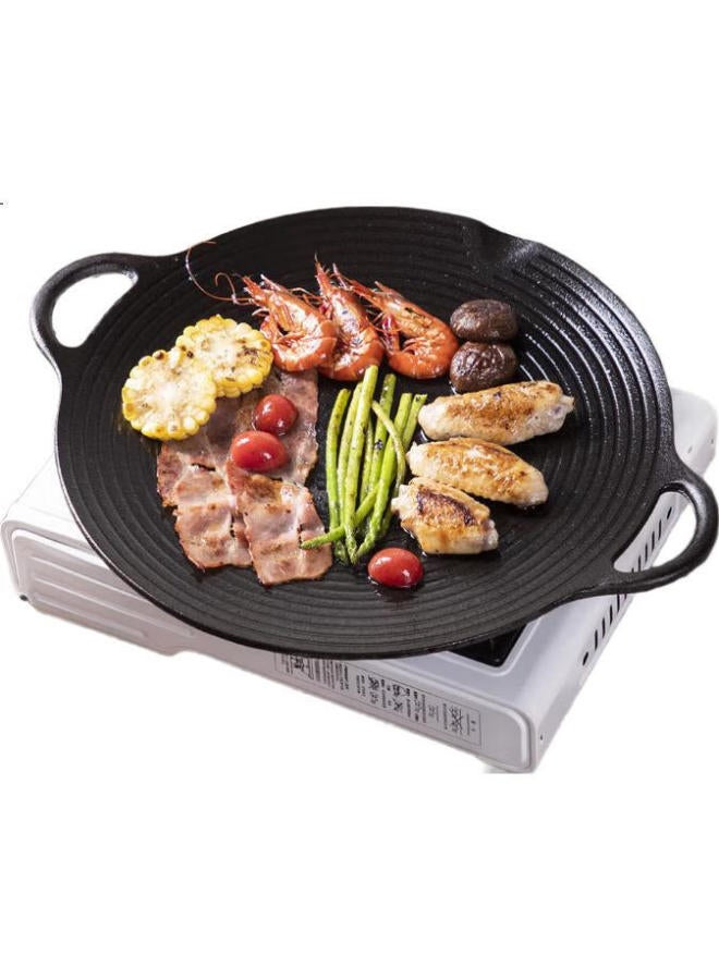 Telssida Cast Iron Grilling Pan, Outdoor Portable Stove Grill Plate, Uncoated Barbecue Pan, Large Iron Plate For Teppanyaki, Non-Stick Camping And Home Use - Image 1