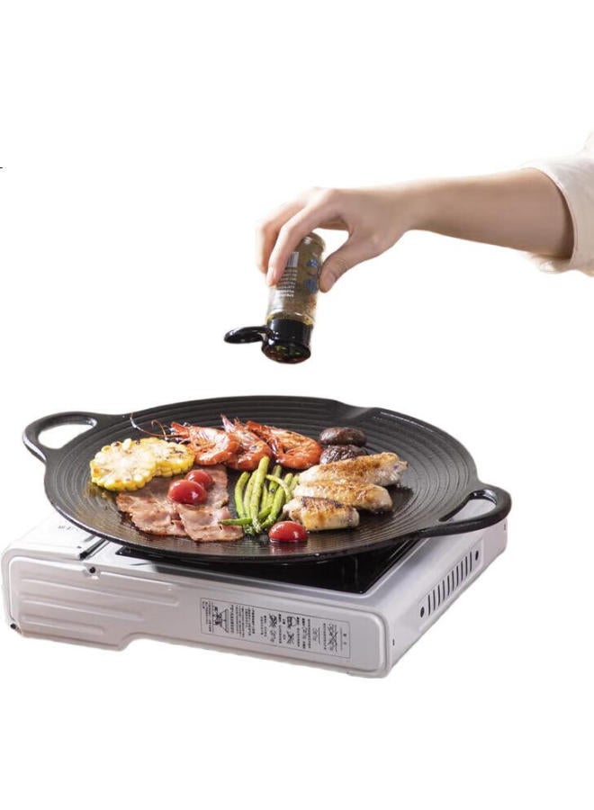 Telssida Cast Iron Grilling Pan, Outdoor Portable Stove Grill Plate, Uncoated Barbecue Pan, Large Iron Plate For Teppanyaki, Non-Stick Camping And Home Use - Image 2