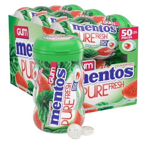 Mentos Pure Fresh SugarFree Chewing Gum with Xylitol Watermelon Flavor Easter Basket Essentials Stuffers for Kids and Adults Bulk 50 Pieces 6Pack - Image 1