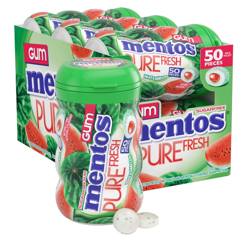 Mentos Pure Fresh SugarFree Chewing Gum with Xylitol Watermelon Flavor Easter Basket Essentials Stuffers for Kids and Adults Bulk 50 Pieces 6Pack - Image 3