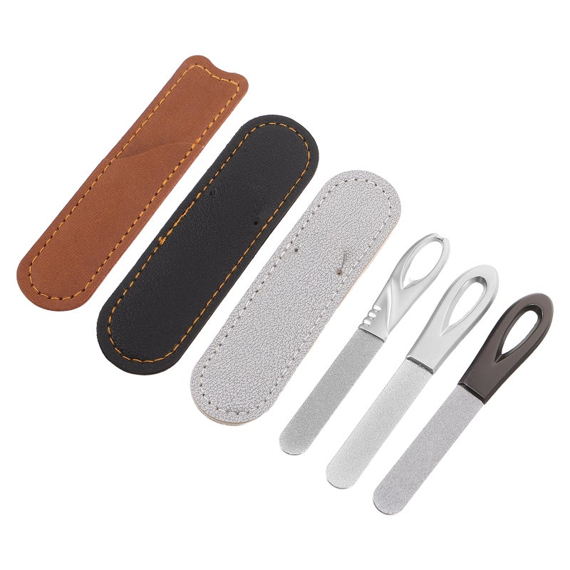 3 Sets Double Sided Nail File with PU Sleeves, Nail Shaper With Anti Handle - Manicure File Portable Toenail Buffer For Thick Toenail Travel - Image 1