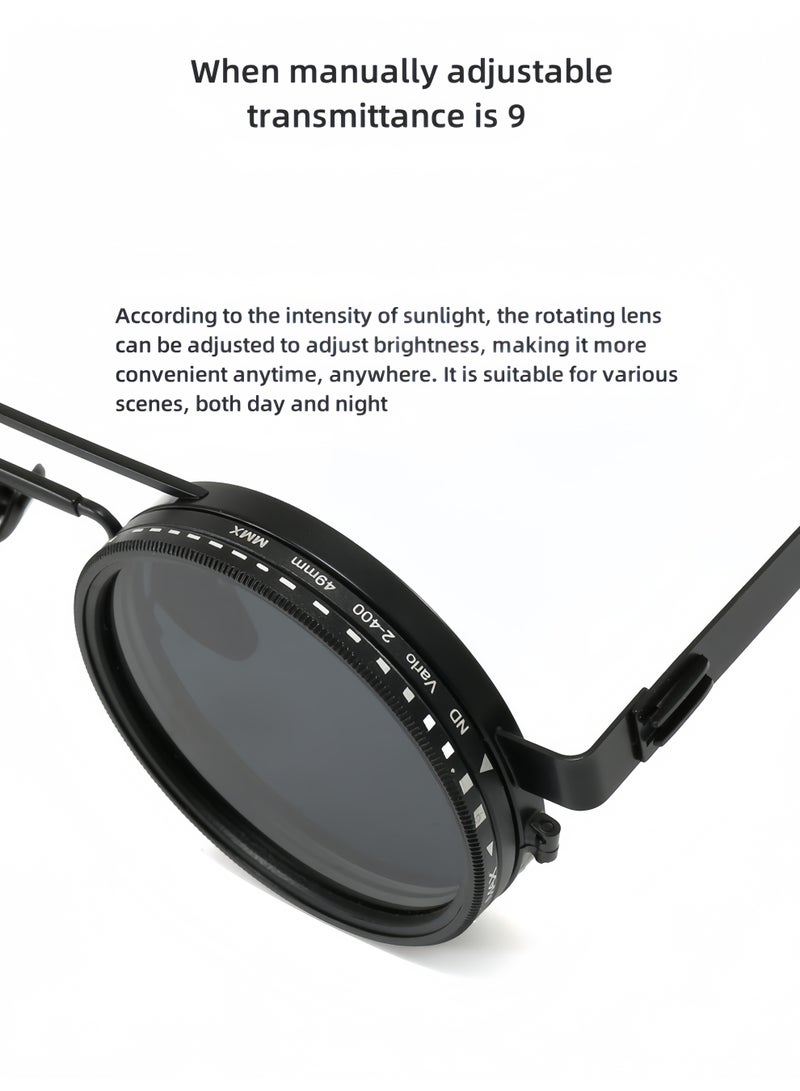 9-level adjustable polarized sunglasses, retro neutral metal frame men's sunglasses, suitable for daily wear in desert driving outdoors - Image 5